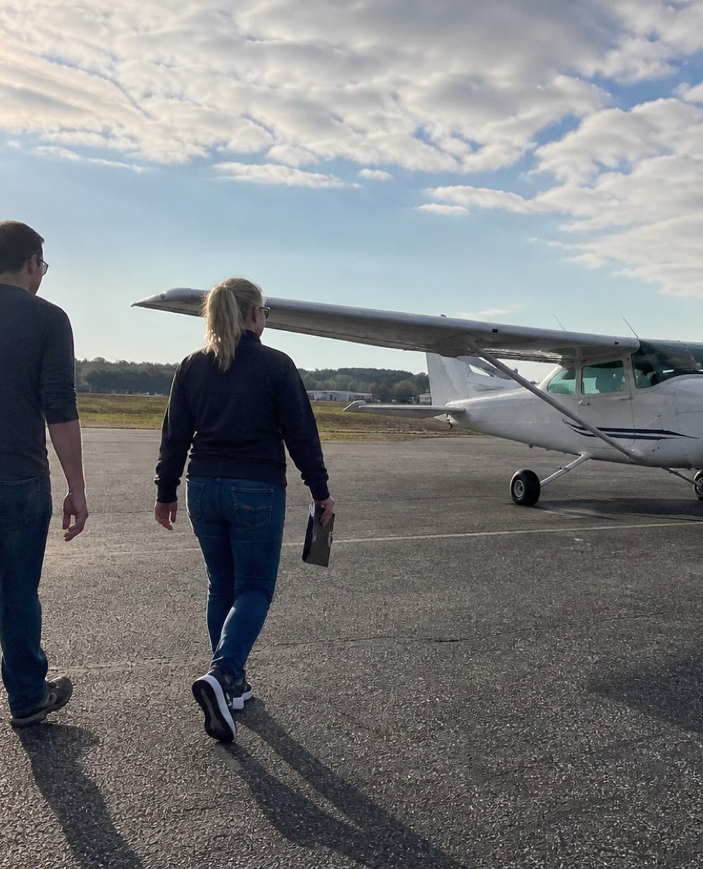 Student pilot training with a flight instructor in Chesapeake, Virginia